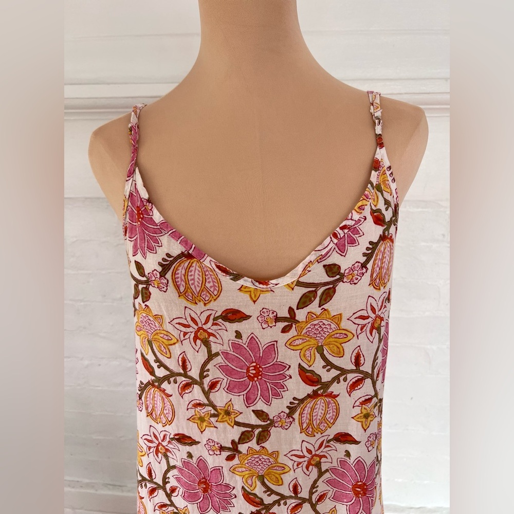 Tysa Design Floral Cotton Maxi Dress Block Print Cotton Boho Sundress Medium - Picture 6 of 13